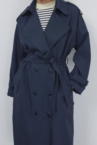 Bera Long Trench Navy Blue