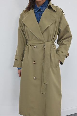 Bera Long Trench Khaki Green