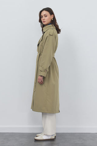 Bera Long Trench Khaki Green