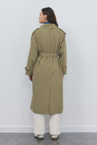 Bera Long Trench Khaki Green