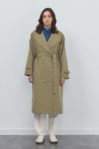 Bera Long Trench Khaki Green