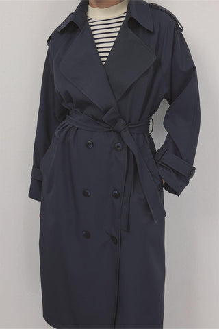 Bera Long Trench Navy Blue
