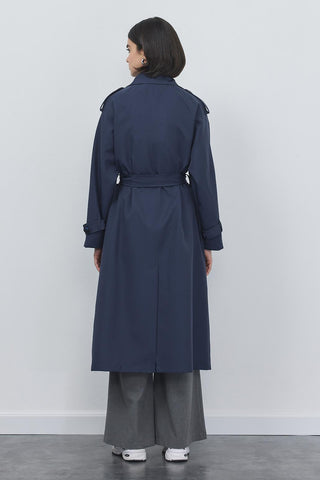 Bera Long Trench Navy Blue