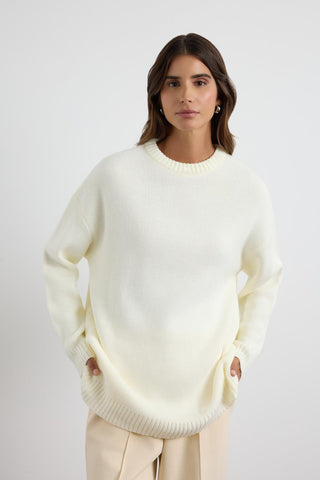Basic Crew Neck Knit Sweater Stone