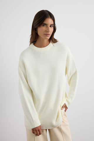 Basic Crew Neck Knit Sweater Stone