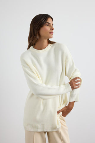 Basic Crew Neck Knit Sweater Stone