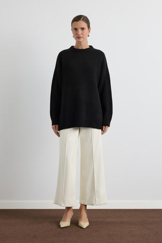 Basic Crew Neck Knit Sweater Black