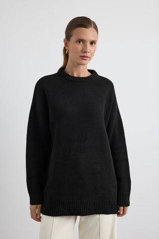 Basic Crew Neck Knit Sweater Black