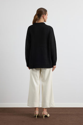 Basic Crew Neck Knit Sweater Black