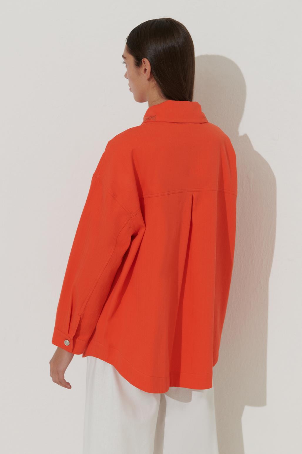 Bohemian Embroidery Linen Jacket Orange