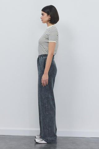 Loose Cut Front Seam Trousers Smoke