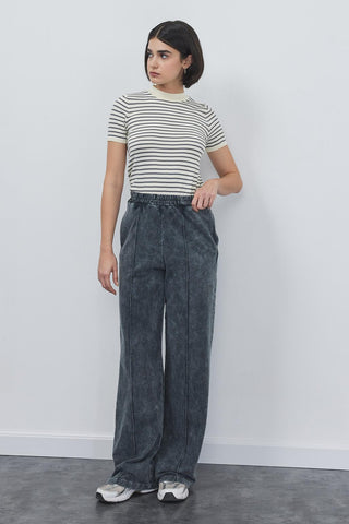 Loose Cut Front Seam Trousers Smoke