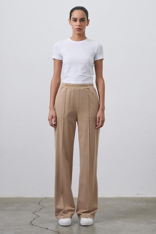 Loose Cut Front Seam Trousers Mink
