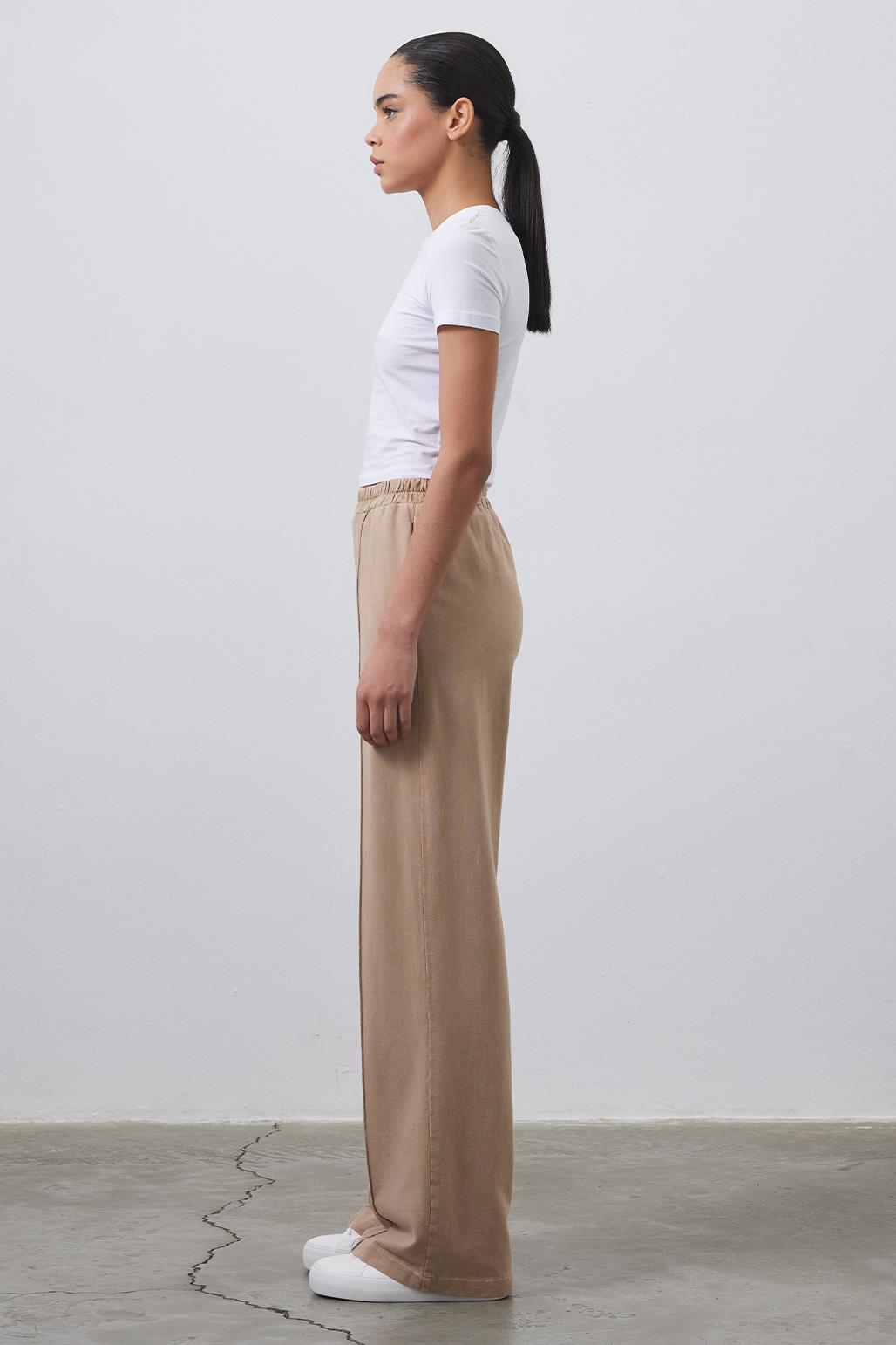 Loose Cut Front Seam Trousers Mink