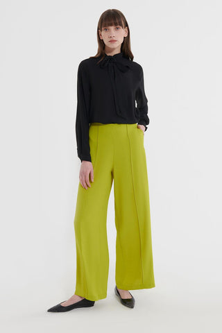 Loose Fit Crease-Leg Trousers Olive