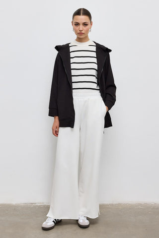Wide Leg Tracksuit With Slits Ecru