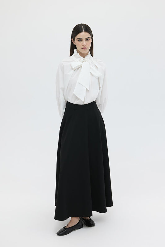 Bona Long Flared Skirt Black