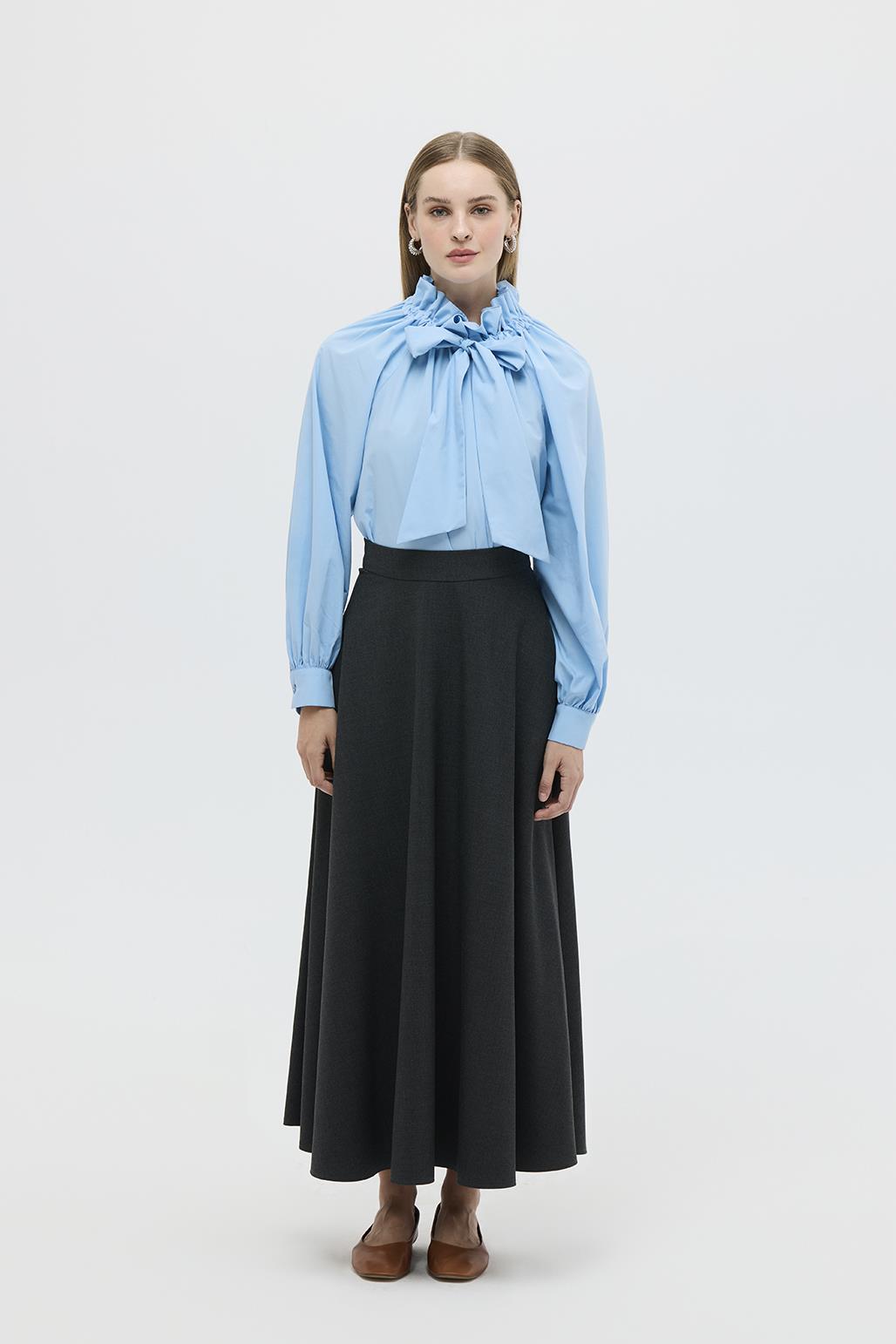 Bona Long Flared Skirt Gray