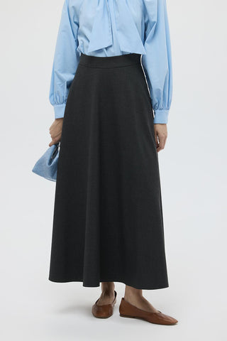 Bona Long Flared Skirt Gray