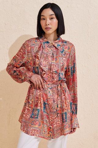 Bonema Collar Patterned Shirt Red