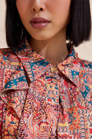 Bonema Collar Patterned Shirt Red