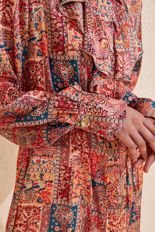 Bonema Collar Patterned Shirt Red