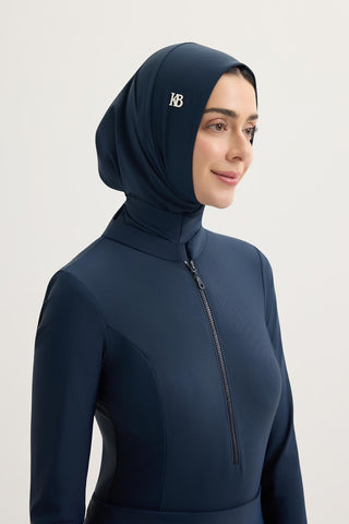 Swim Cap with Neck Cover Navy