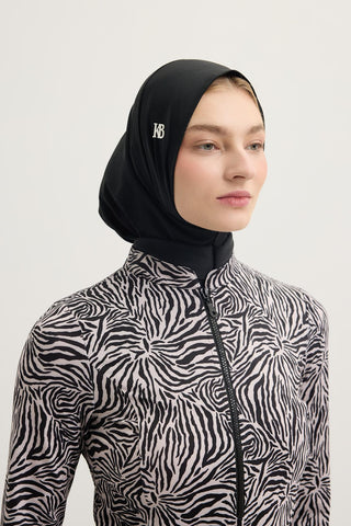 Swim Cap with Neck Cover Black