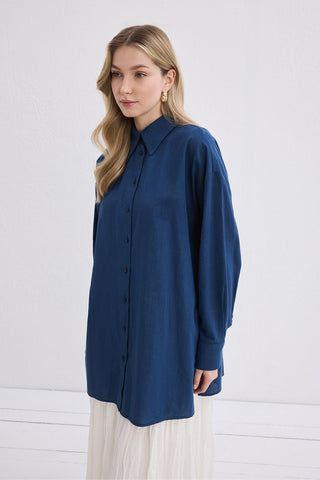 Briel Back Detail Shirt Indigo