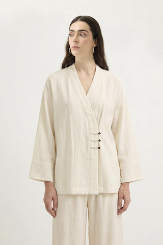 Kimono Trousers Set with Strap Detail Marshmallow