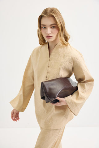 Belted Oversized Tunic Pants Set Camel