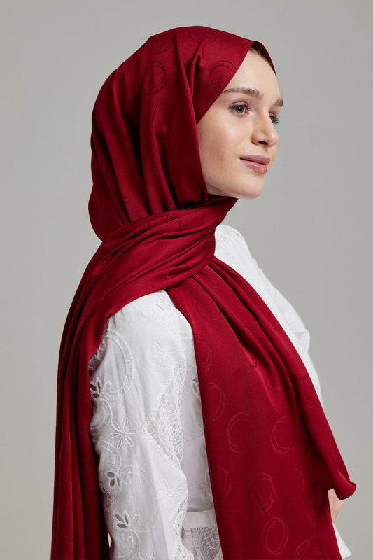 Bubble Pattern Modal Jacquard Shawl Burgundy