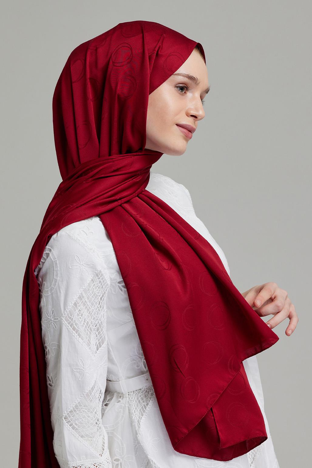 Bubble Pattern Modal Jacquard Shawl Burgundy