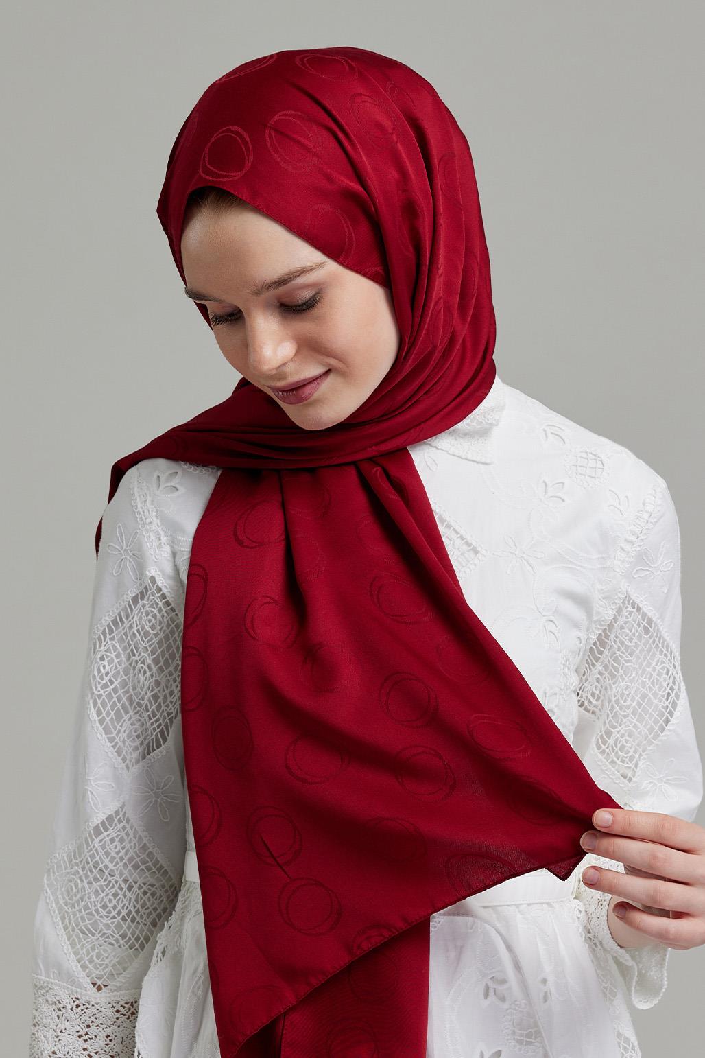 Bubble Pattern Modal Jacquard Shawl Burgundy