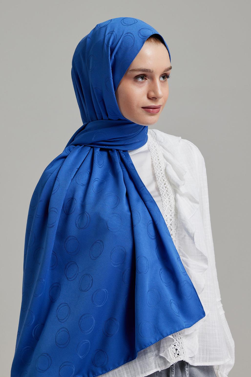 Bubble Pattern Modal Jacquard Shawl Denim Blue