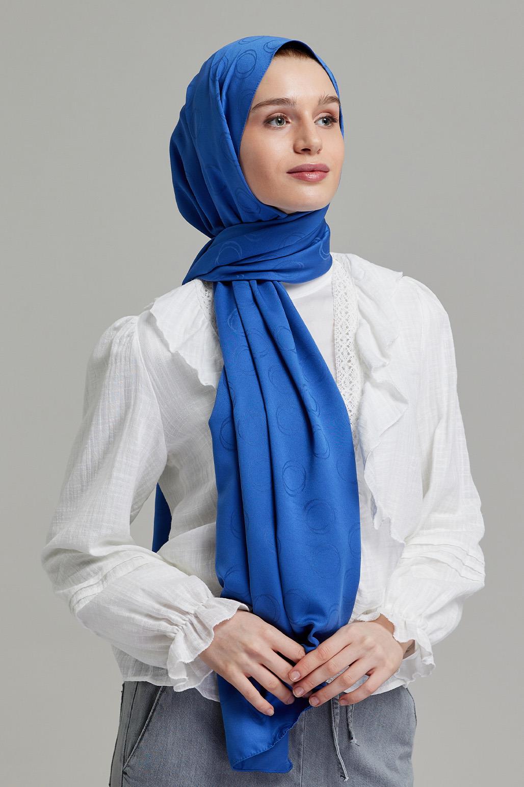 Bubble Pattern Modal Jacquard Shawl Denim Blue