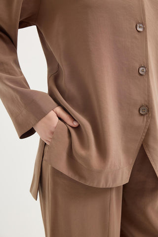 Buttoned Modal Tunic & Trousers Set Earth Tone