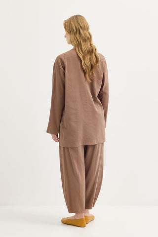 Buttoned Modal Tunic & Trousers Set Earth Tone