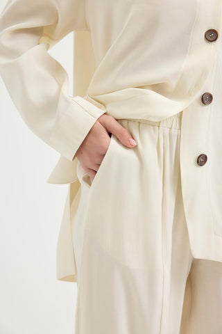 Buttoned Modal Tunic & Trousers Set Ecru