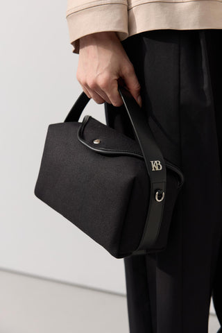 Canvas Bag with Leather Detail Black