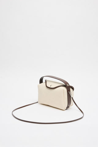 Canvas Bag with Leather Detail Dark Brown