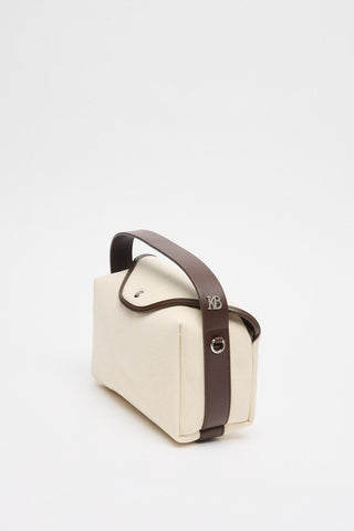 Canvas Bag with Leather Detail Dark Brown