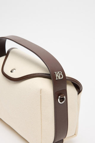 Canvas Bag with Leather Detail Dark Brown