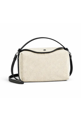 Canvas Bag with Leather Detail Ecru