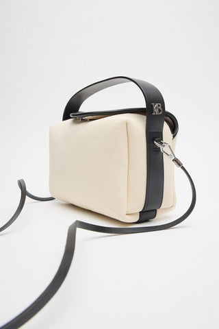 Canvas Bag with Leather Detail Ecru