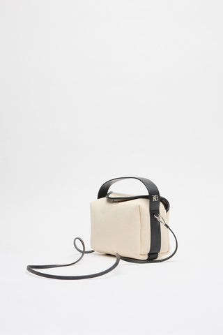 Canvas Bag with Leather Detail Ecru