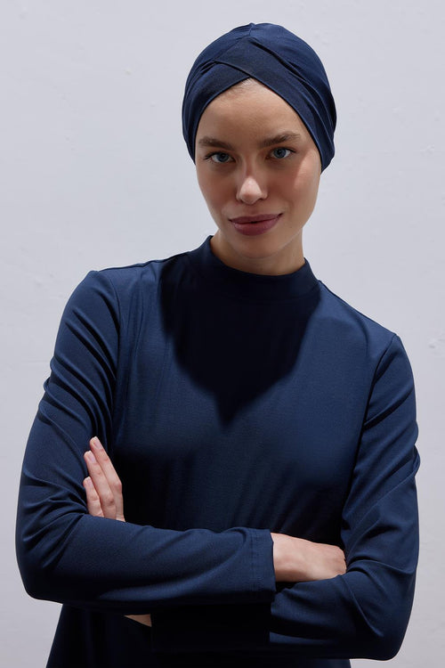 Cross Swim Turban Navy Blue