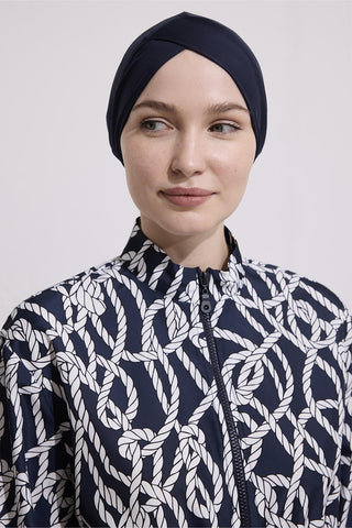 Crisscross Swim Cap Navy Blue