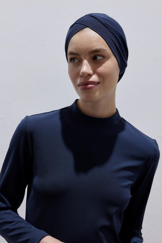 Crisscross Swim Cap Navy Blue