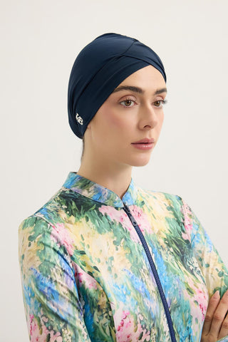 Cross-Front Swim Cap Navy